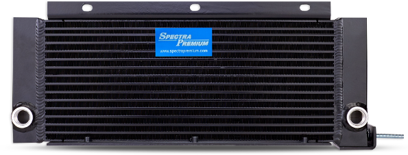 Black bar and plate construction all-aluminum custom-engineered Hydraulic and transmission cooler by Spectra Premium