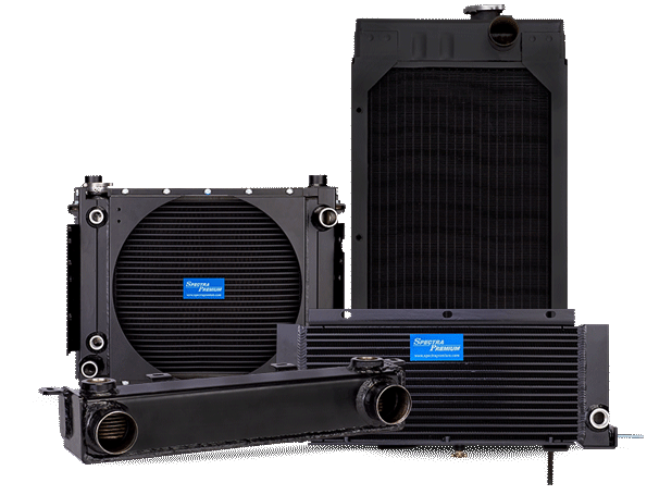 Foto grupal de intercambiadores de calor, radiador, refrigerador de aceite de transmisión diseñados a medida por Spectra Premium