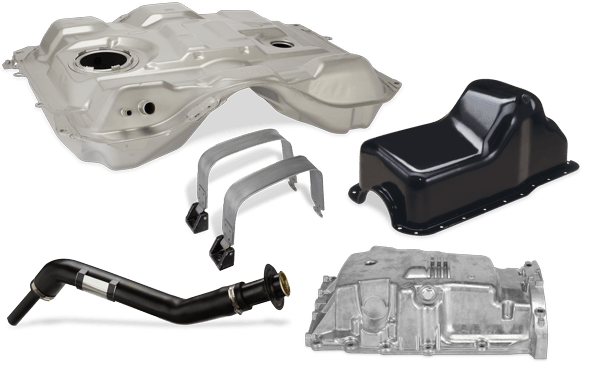 Aftermarket undercar products by Spectra Premium: fuel tank, fuel tank straps, fuel filler neck and aluminum and steel oil pans