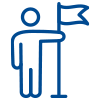 Icon showing a human figure holding a flag